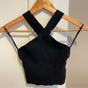 Abercrombie & Fitch Criss Cross Halterneck Knit Cropped Top